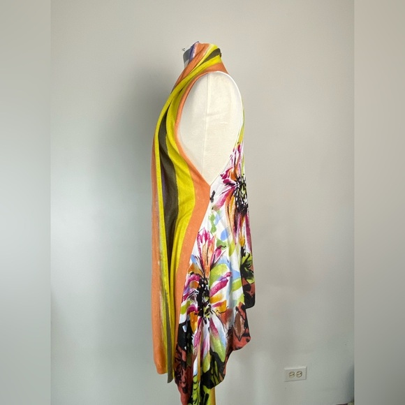 ADORE Women's Medium Sleeveless Floral Art Longline Drape Cardigan Duster Boho - Picture 5 of 10